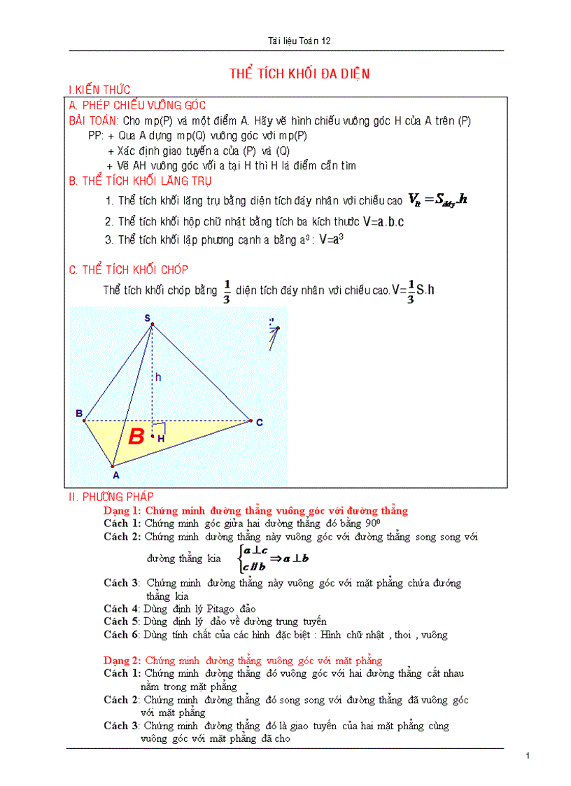 Ôn tập hình học lớp 12 năm 2011