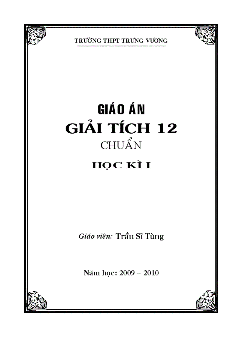 Giáo án giải tích 12 chuẩn học kì 1