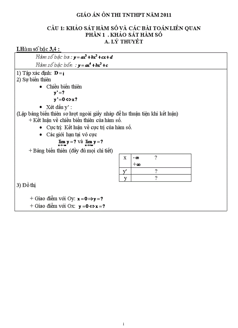 Giáo án ôn thi tnthpt năm 2011