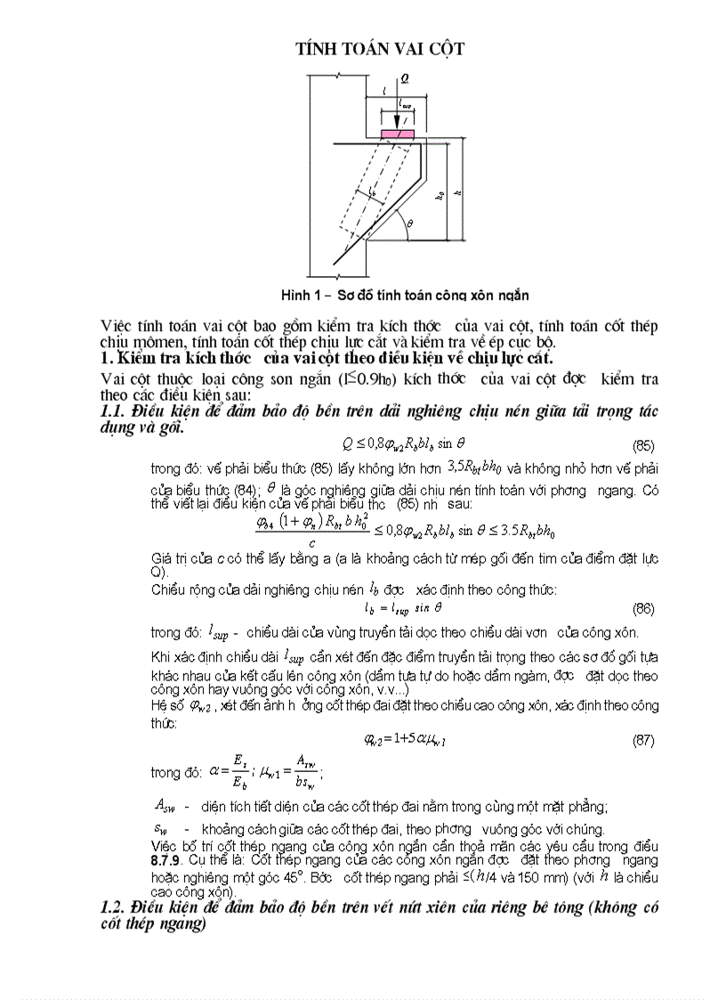Tính toán vai cột