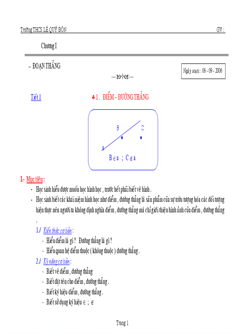 Giáo án Hình học 6