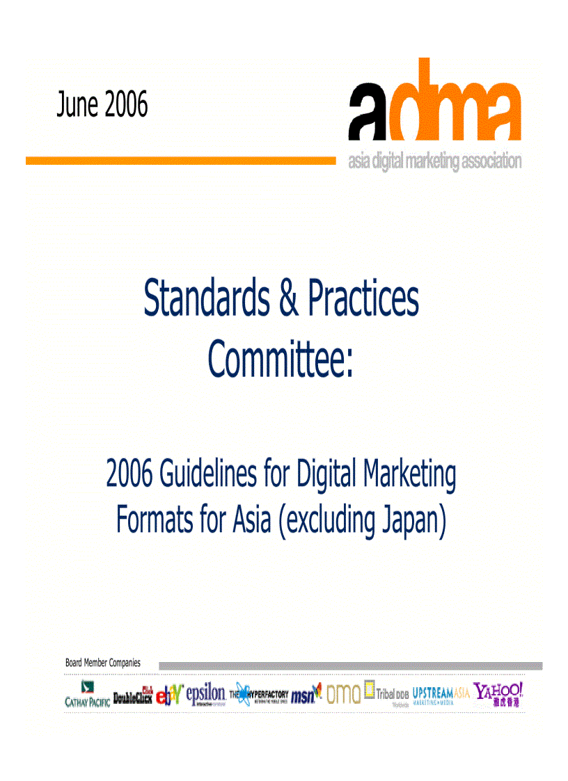 Guidelines for Digital Marketing Formats for Asia 2006