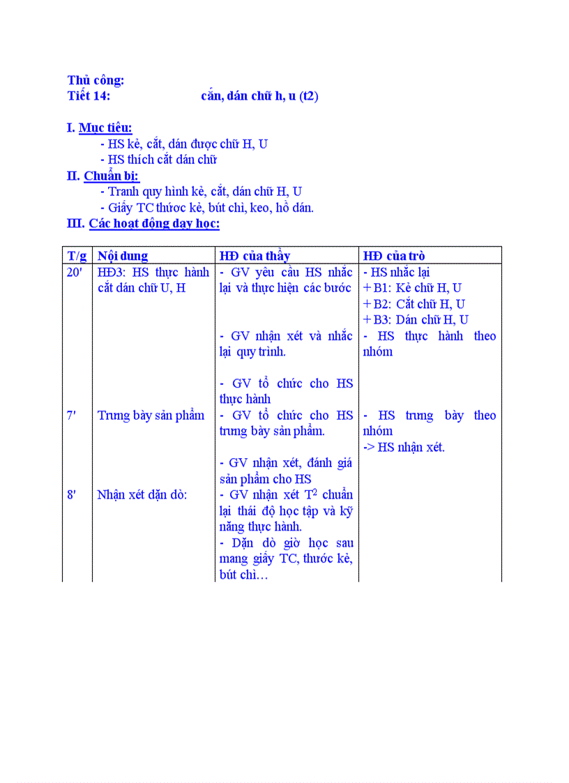 Thủ công Cắt dán chữ h u t2