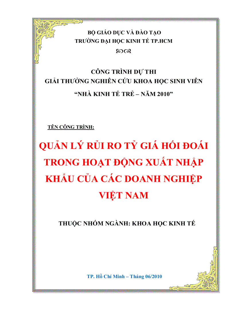 Quản lý rủi ro tỷ giá hối đoái trong hoạt động xuất nhập khẩu của doanh nghiệp Việt Nam