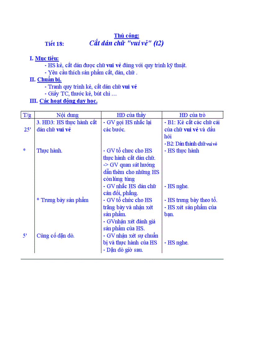 Thủ công Cắt dán chữ vui vẻ t2