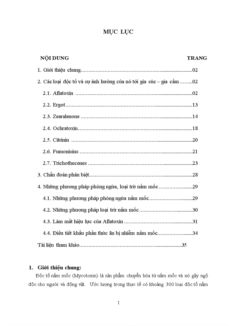 Độc tố nấm mốc Mycotoxins