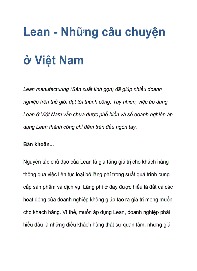 Lean Những câu chuyện ở Việt Nam