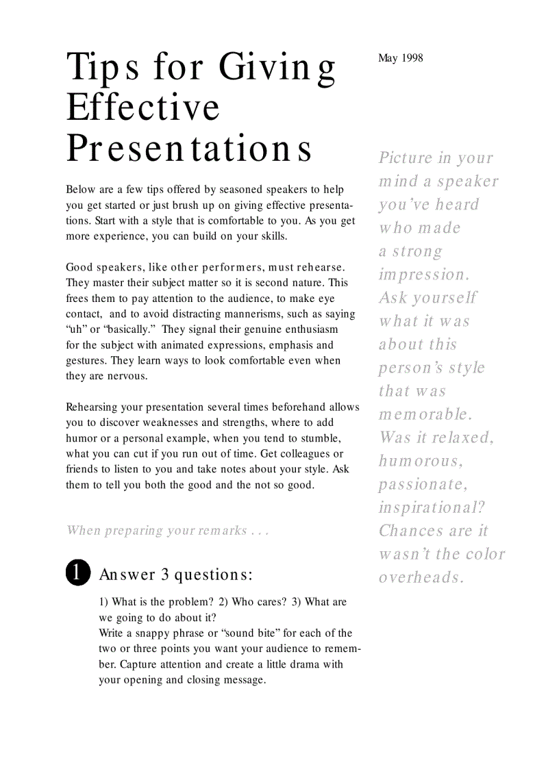 Tips for Giving Effective Presentation