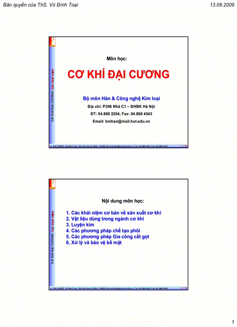 Giáo trình cơ khí đại cương Phần 1