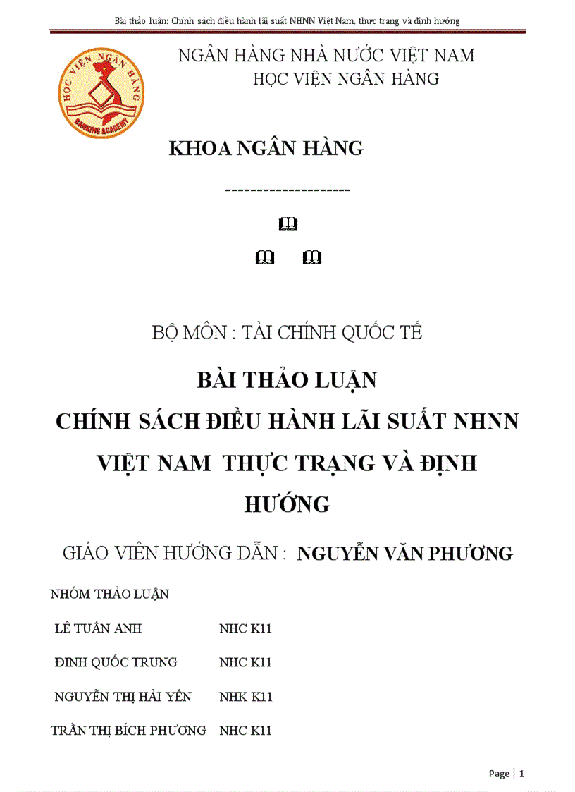 Đề tài thảo luận TCQT