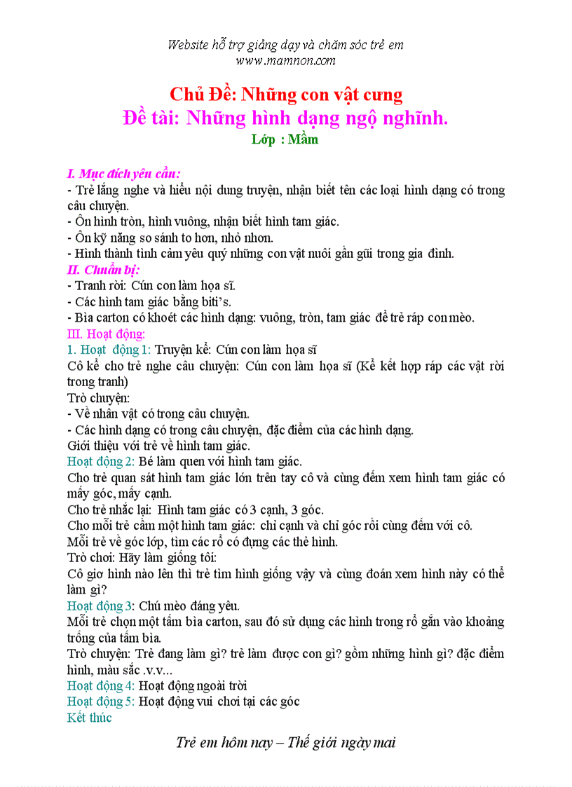 Đề tài Những hình dạng ngộ nghĩnh