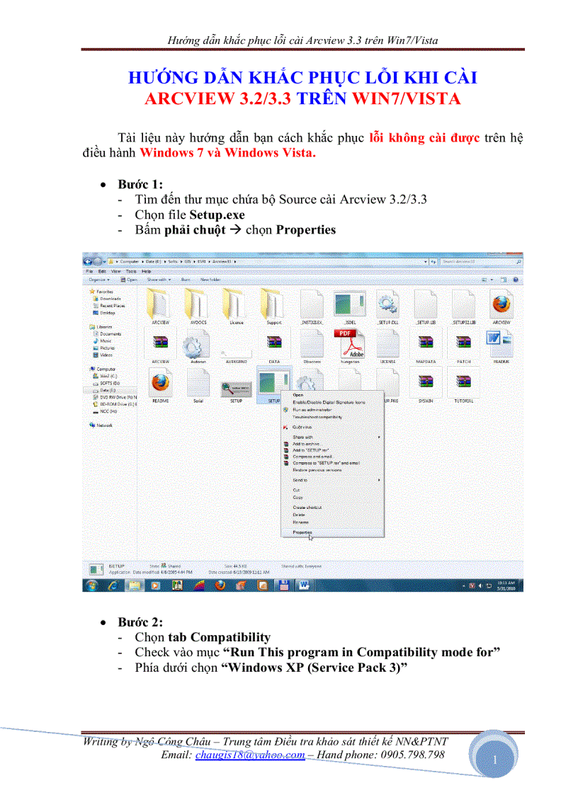 Cài đặt Arcview trên Win 7 Vista