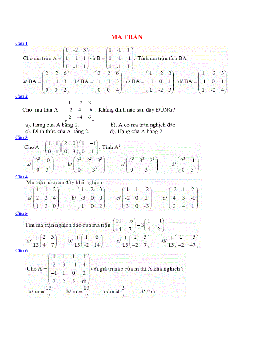 Trắc nghiệm C2