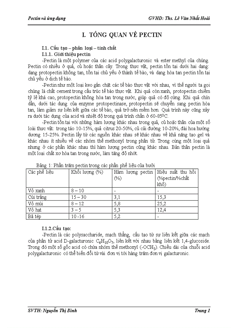 Tiểu luận pectin