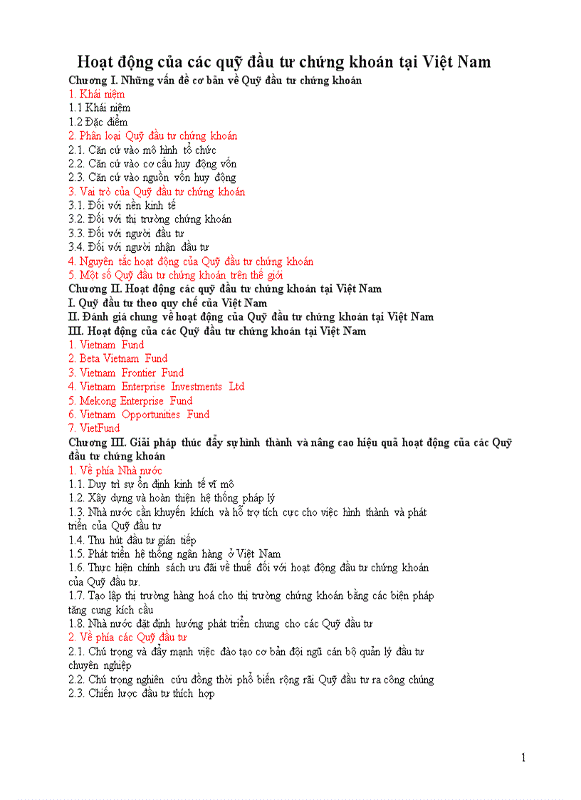 Hoạt động của các quỹ đầu tư chứng khoán tại Việt Nam