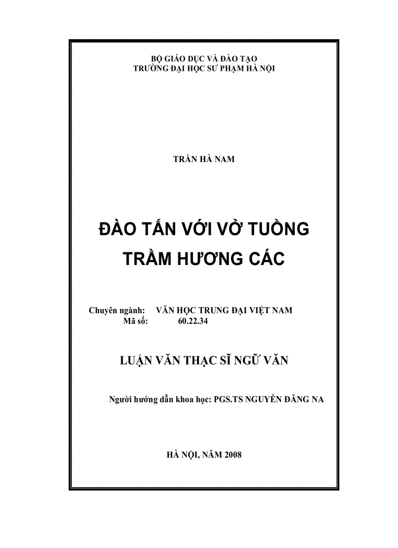 Đào Tấn với vở tuồng Trầm Hương Các