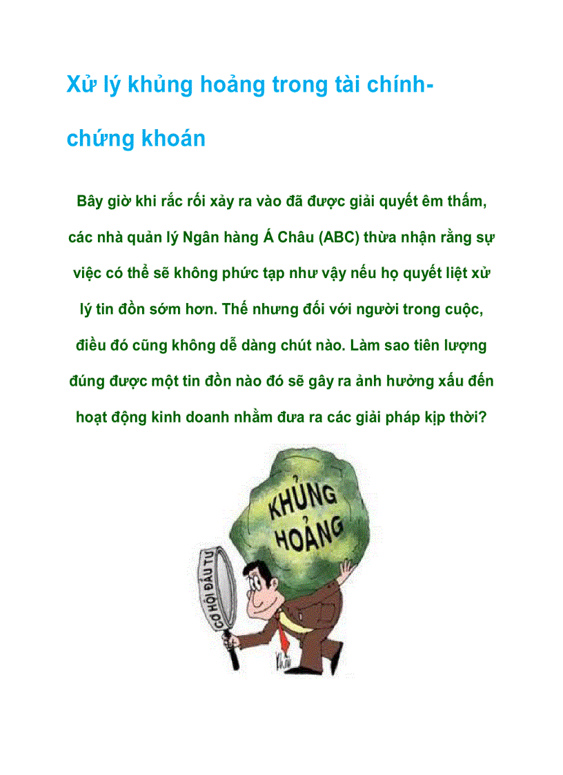 Xử lý khủng hoảng trong tài chính chứng khoán