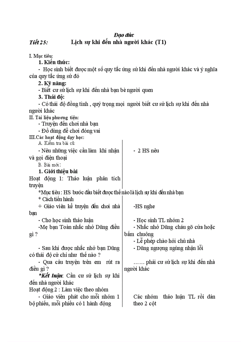 Đạo đức Lịch sự khi đến nhà người khác