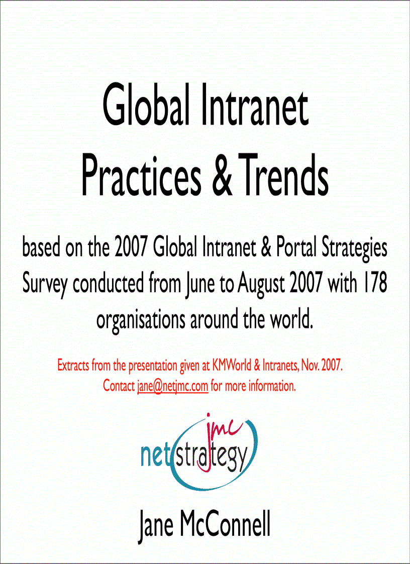 Global Intranet Practices Trends 2007