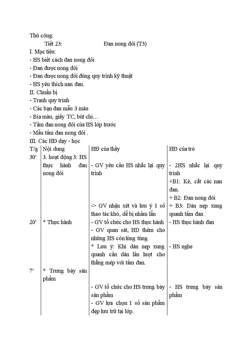 Thủ công Đan nong đôi T3