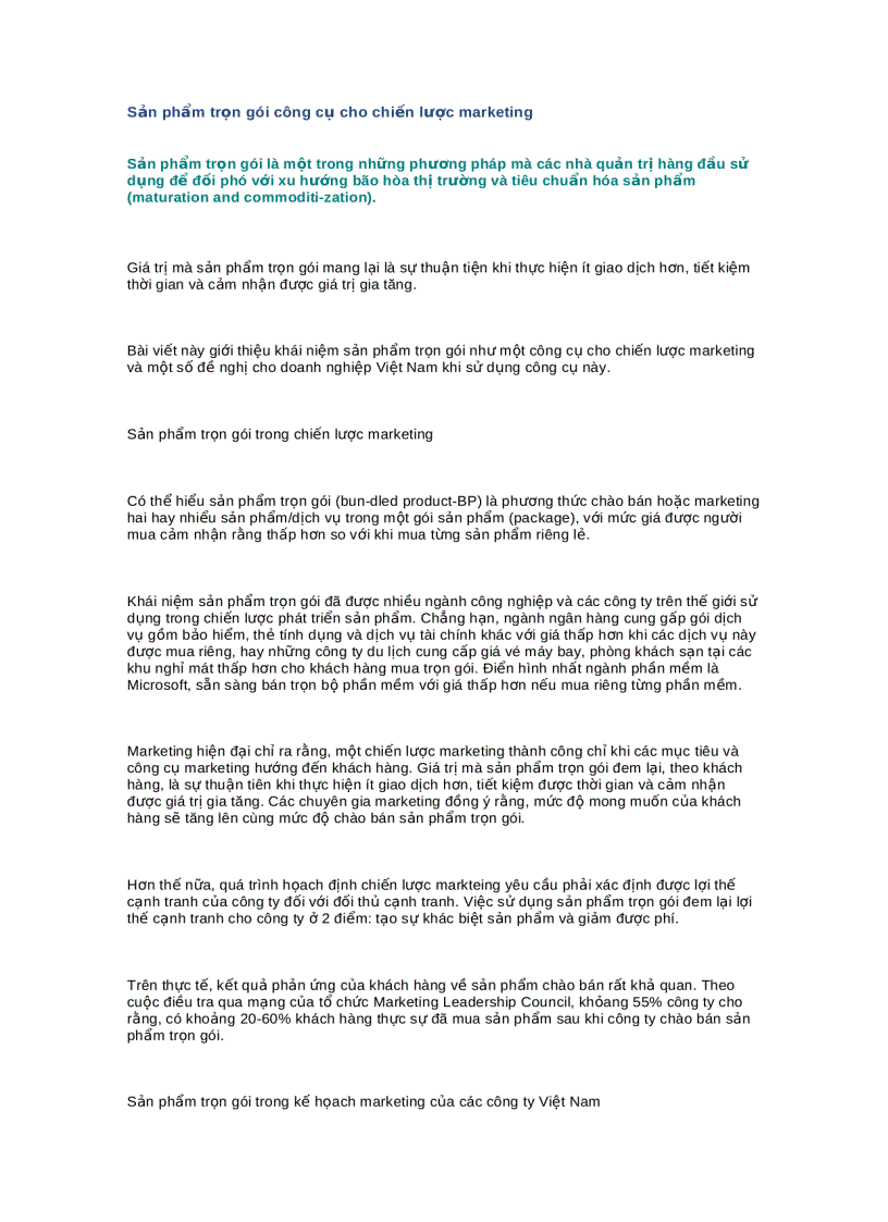 Sản phẩm trọn gói công cụ cho chiến lược marketing