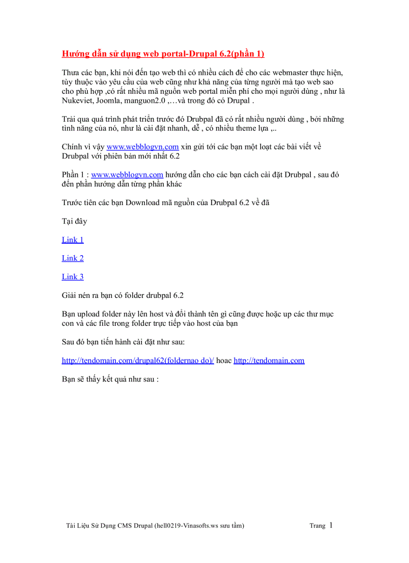 Hướng dẫn sử dụng Drupal 6 2 Tiếng Việt