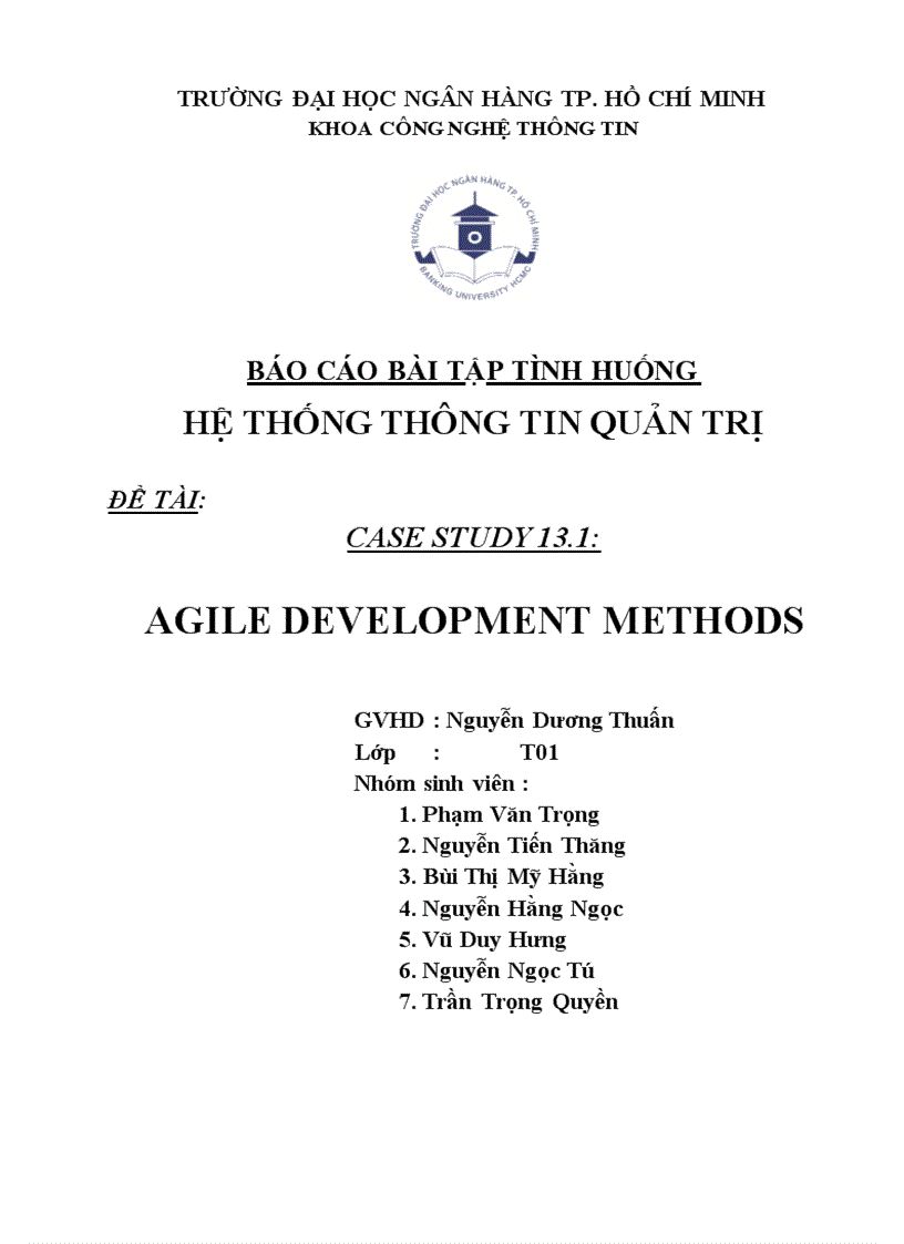 Báo cáo bài tập tình huống hệ thống thông tin quản trị Agile development methods