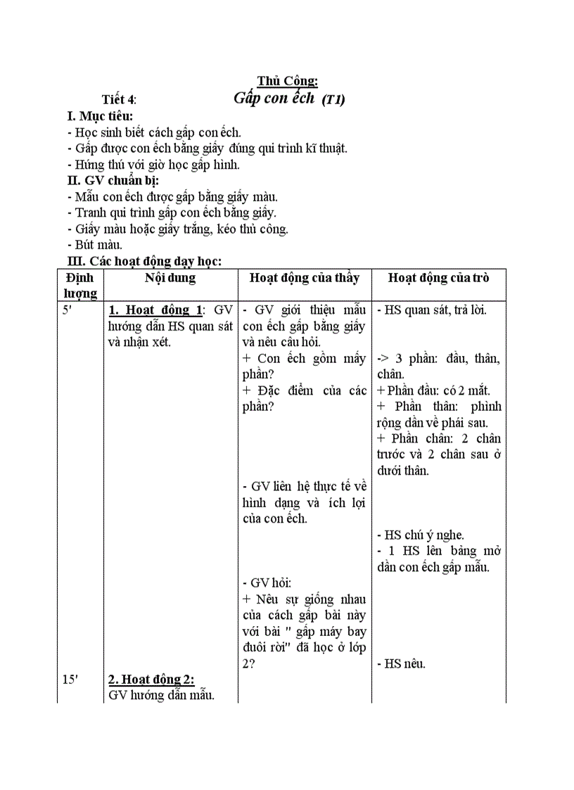 Thủ Công Gấp con ếch T1