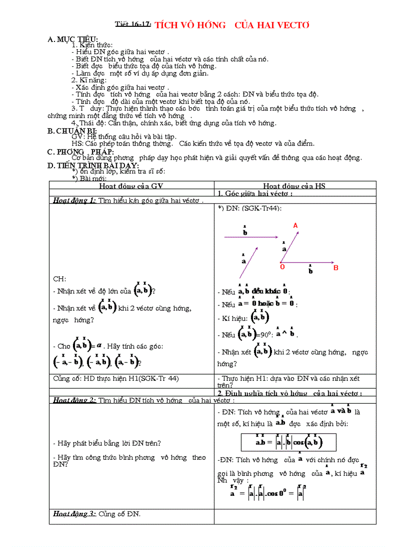 Tich vô hương của hai véc tơ tiết 16 17 18