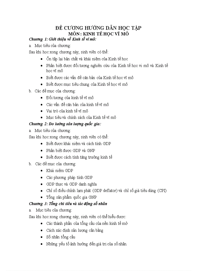Đề cương ôn tập Kinh tế Vi mô