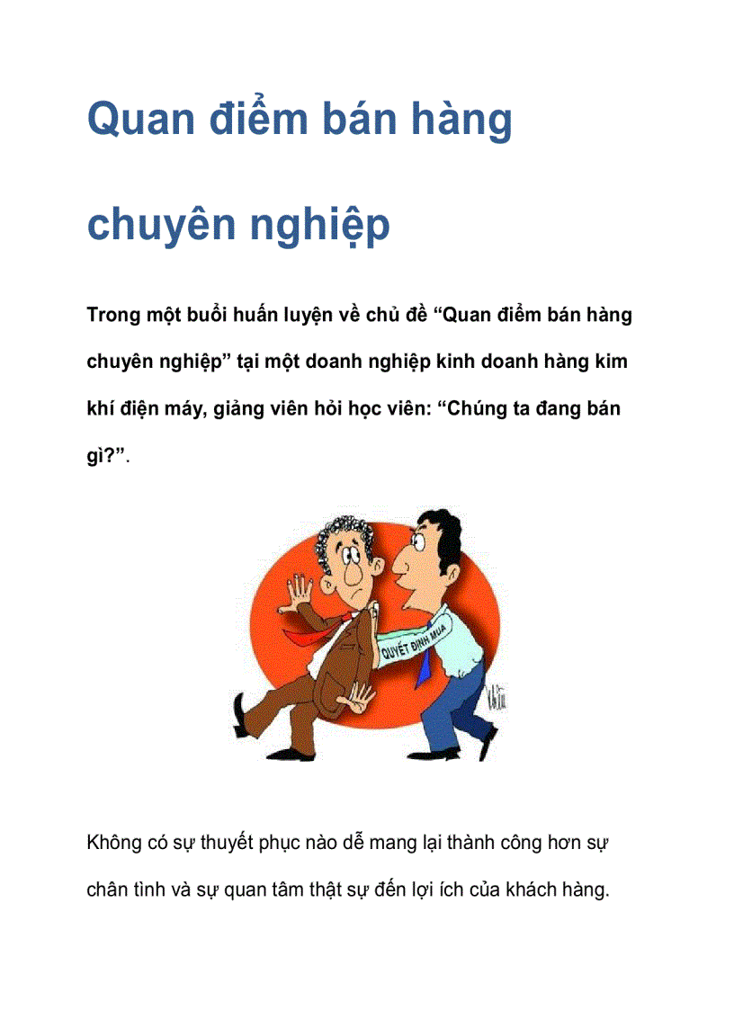 Quan điểm bán hàng chuyên nghiệp