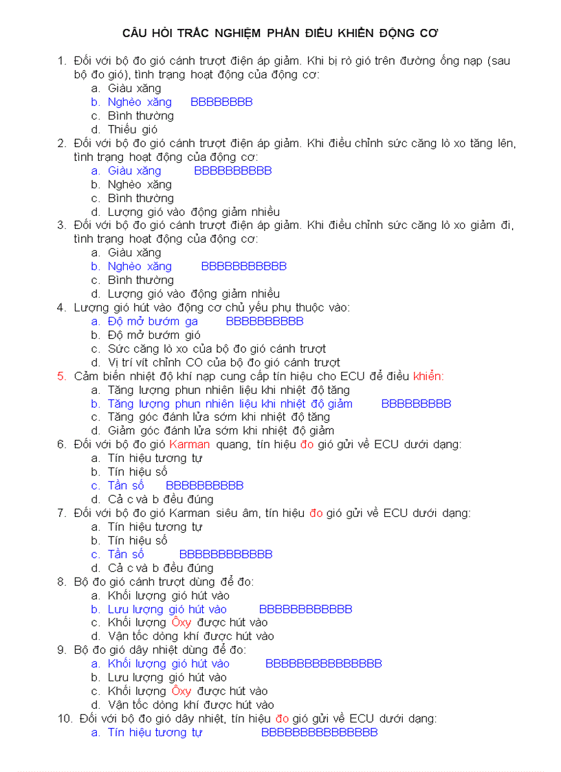 100 CÂU HỎI TRẮC NGHIỆM PHẦN ĐIỀU KHIỂN ĐỘNG CƠ Trường DH Công Nghiệp HCM