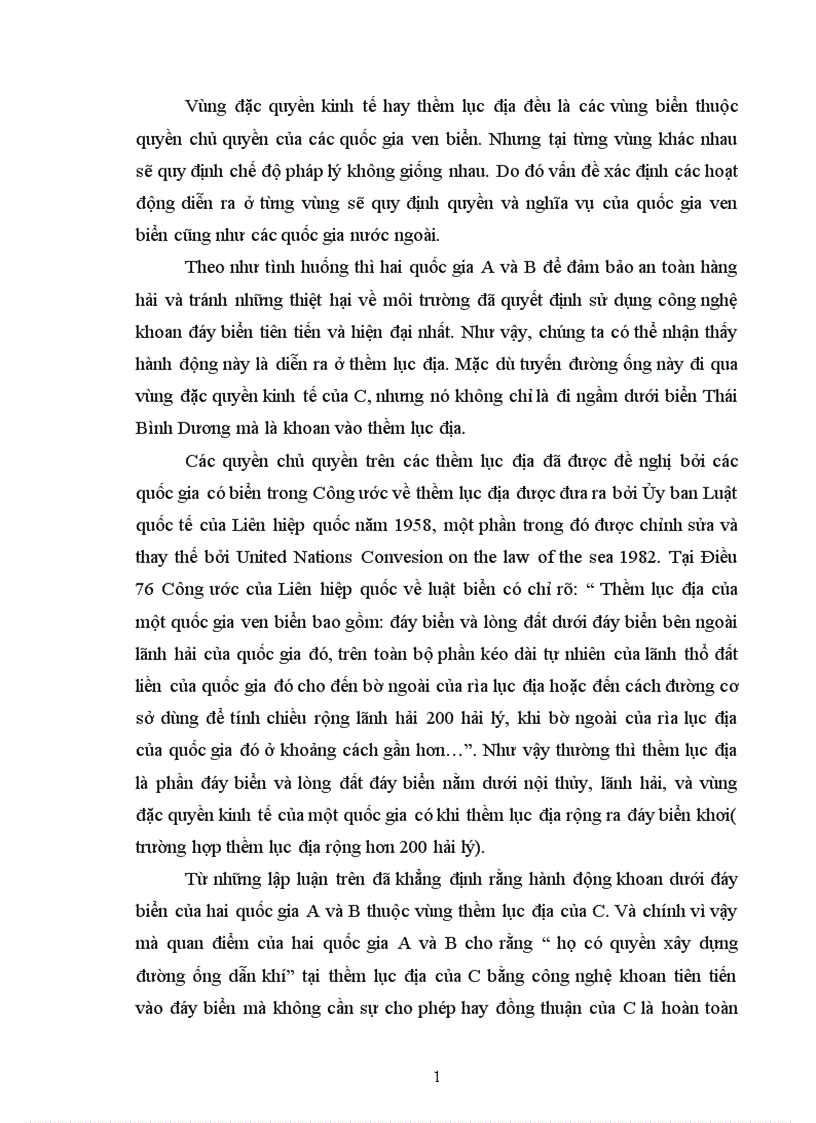 Bài tập tình huống về thềm lục địa công pháp quốc tế