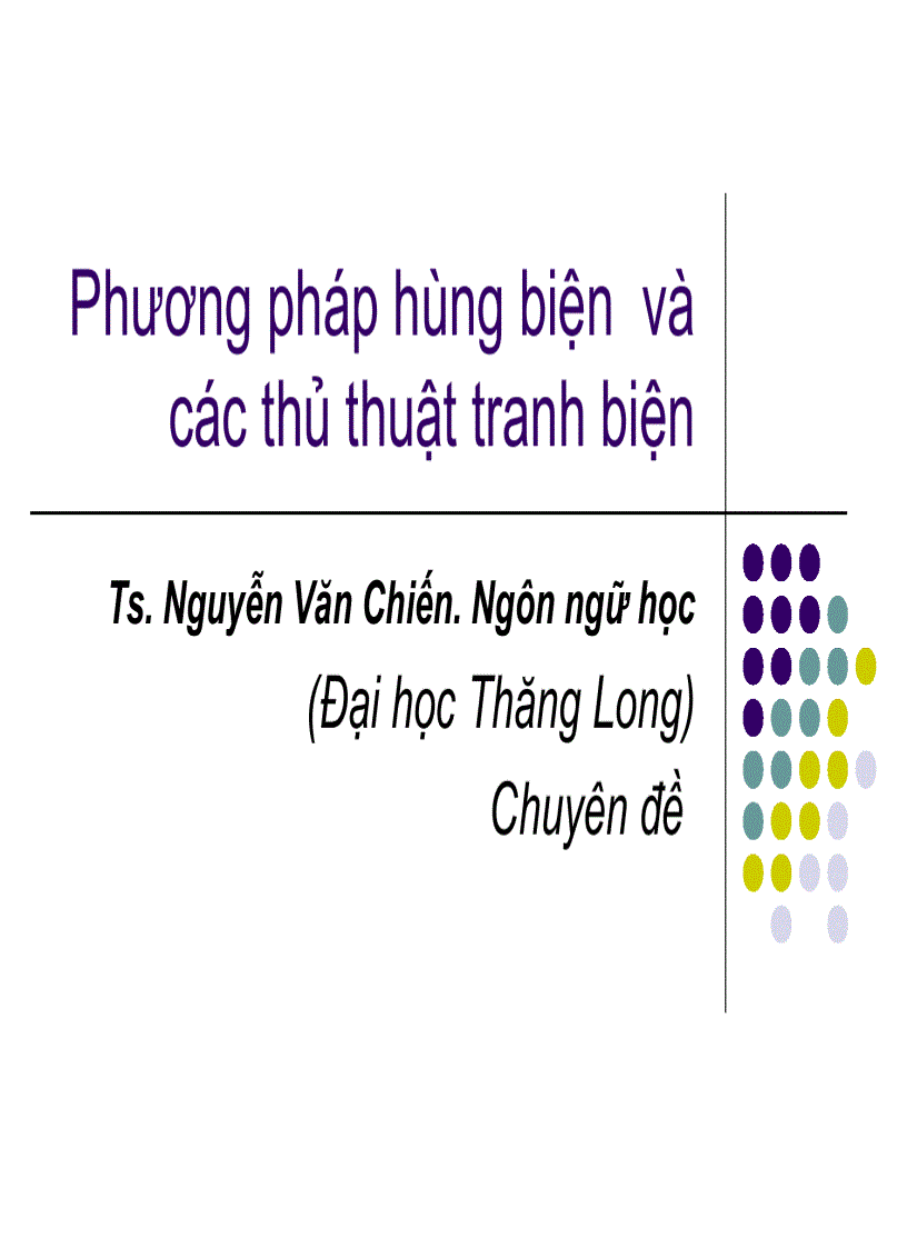 Bài giảng phương pháp hùng biện và các thủ thuật tranh biện