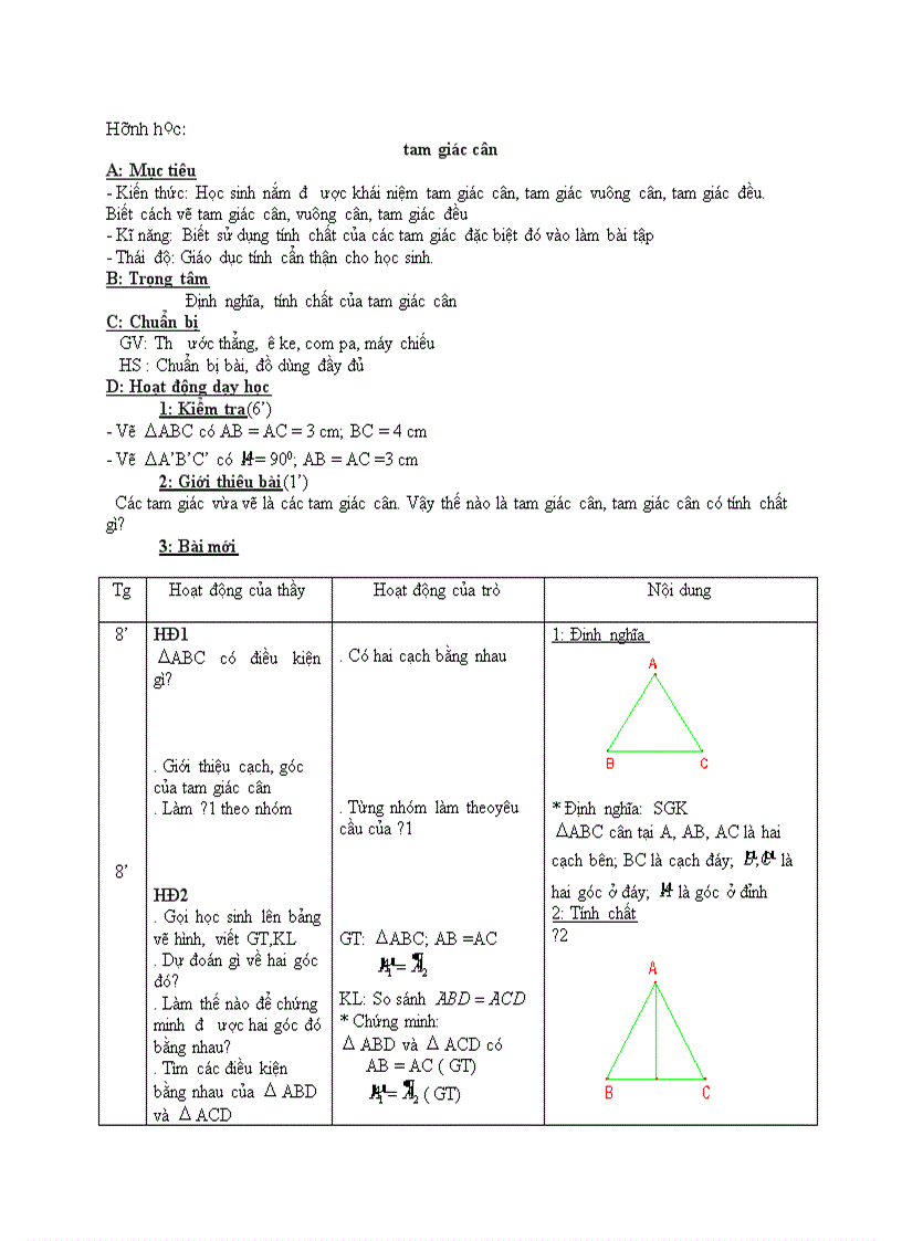 Hình học Tam giác cân