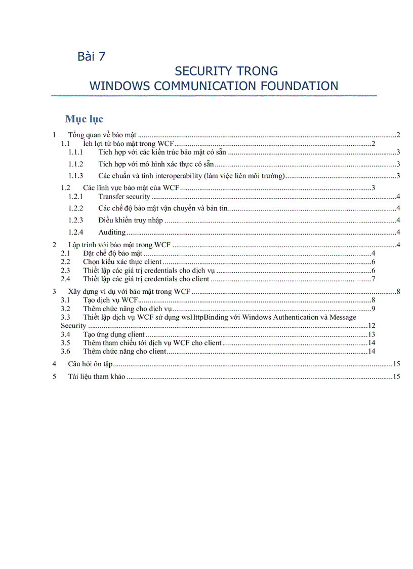 Security trong windows communication foundation