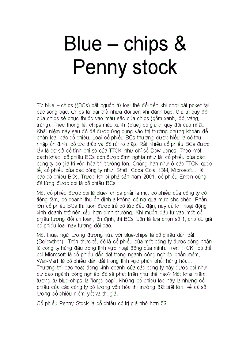 Blue chips Penny stock