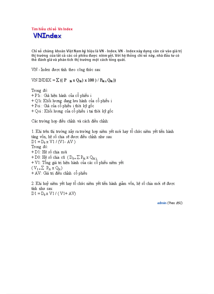 Tìm hiểu chỉ số Vn Index