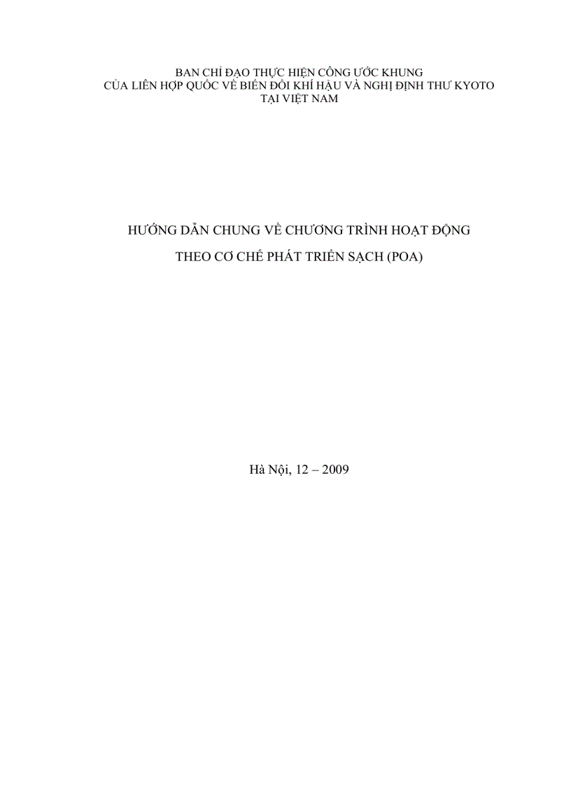 Hướng dẫn chung về chương trình hoạt động theo cơ chế phát triển sạch