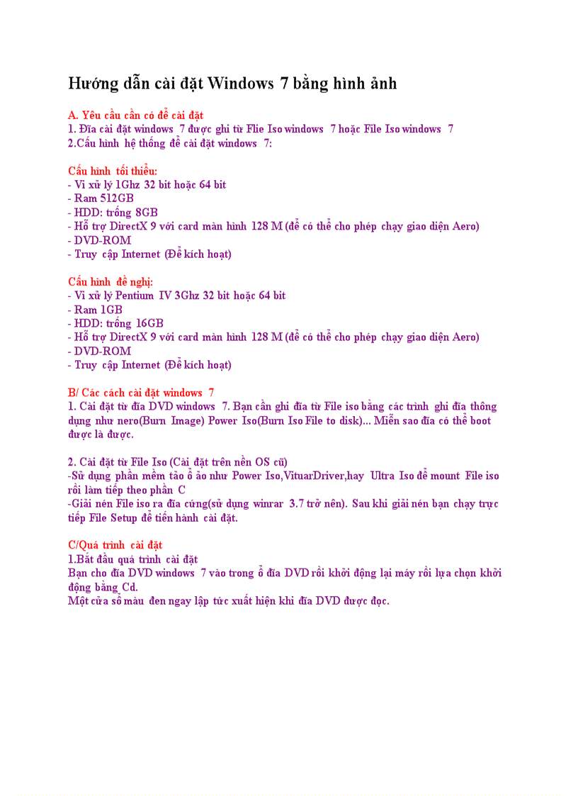Hướng dẫn cài đặt Windows 7 bằng hình ảnh