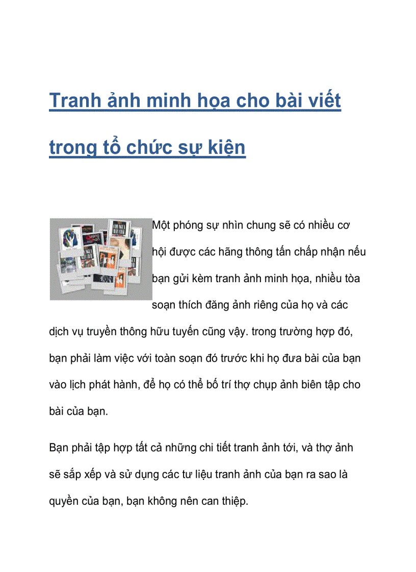 Tranh ảnh minh họa cho bài viết trong tổ chức sự kiện