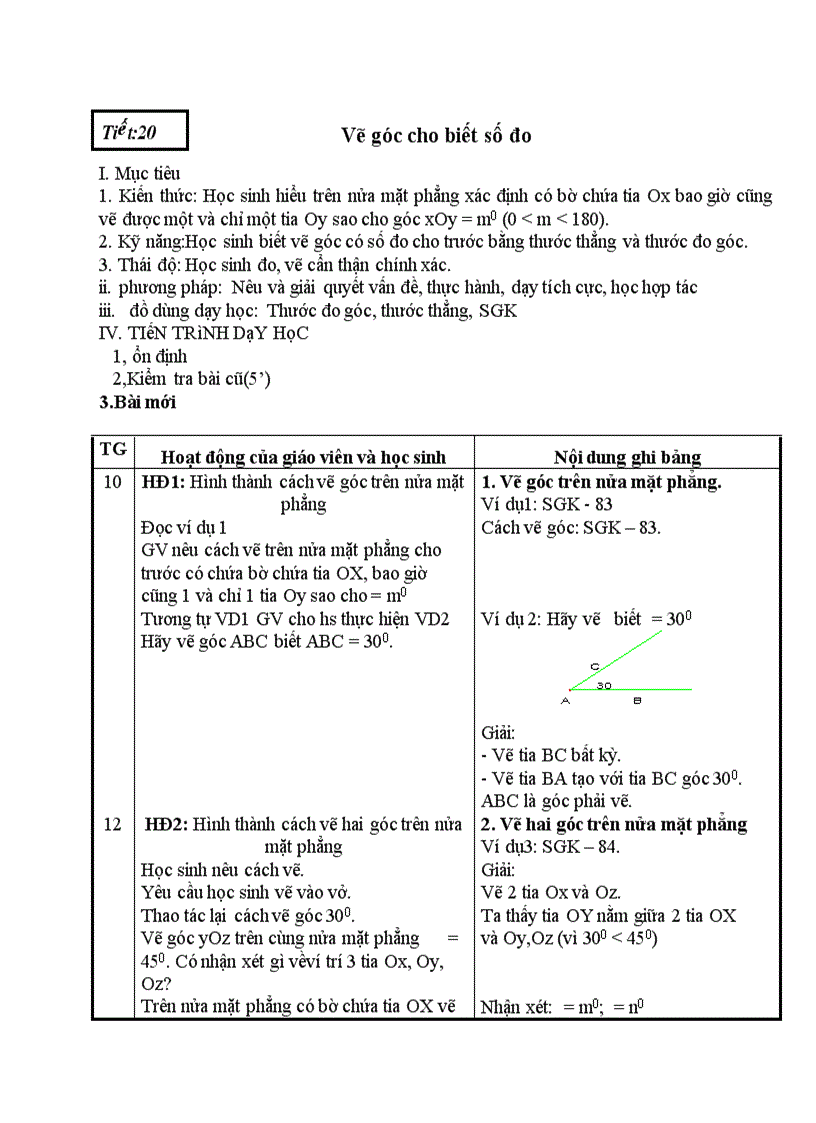 Toán Vẽ góc cho biết số đo