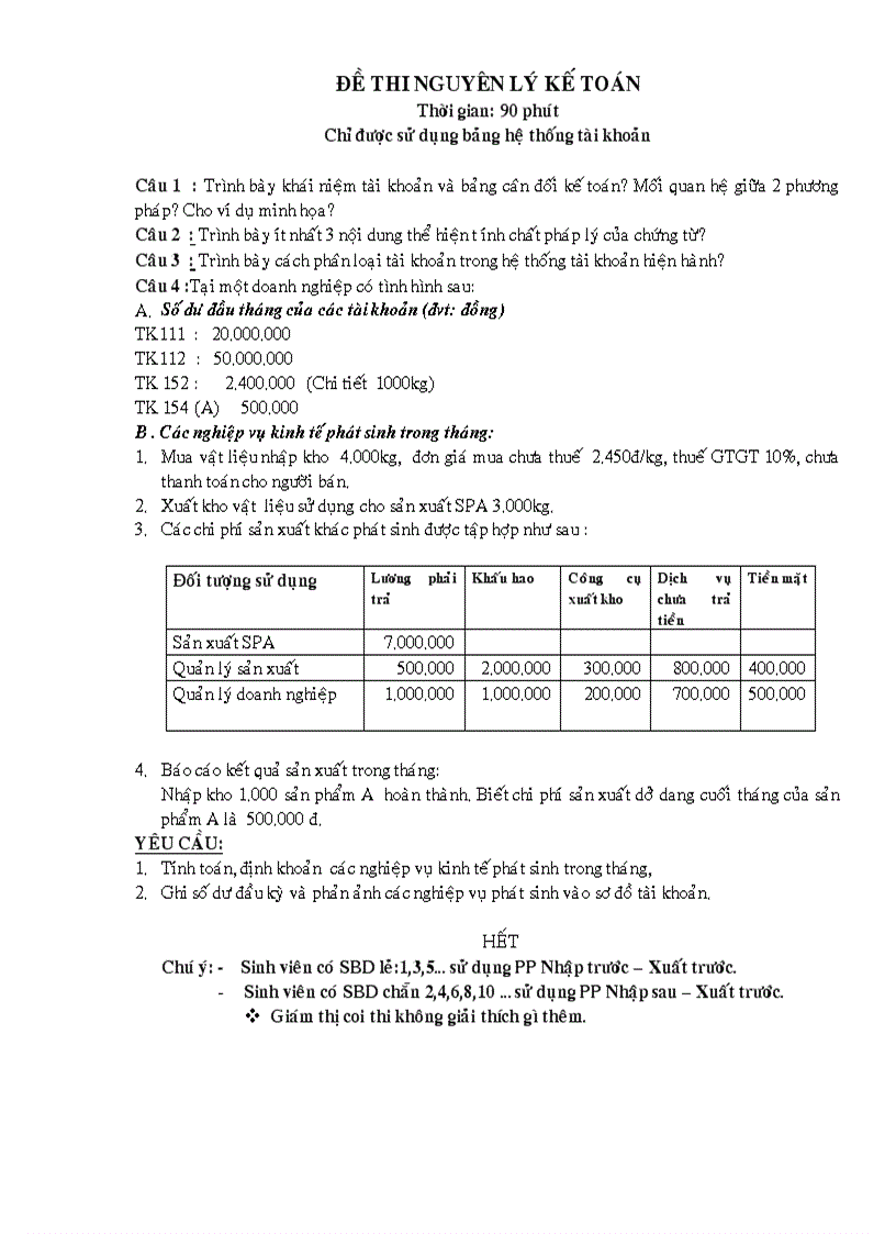 Đề thi nguyên lý kế toán đề 4 5 6 1