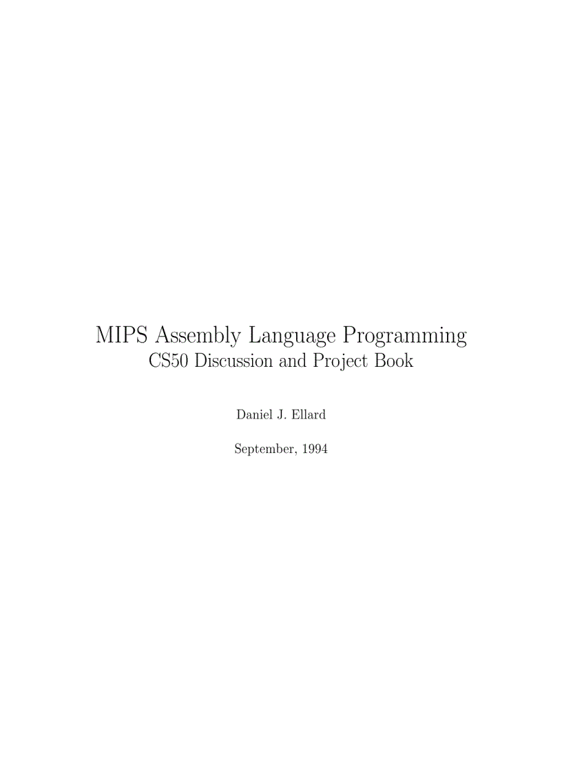 MIPS Assembly Language Programming