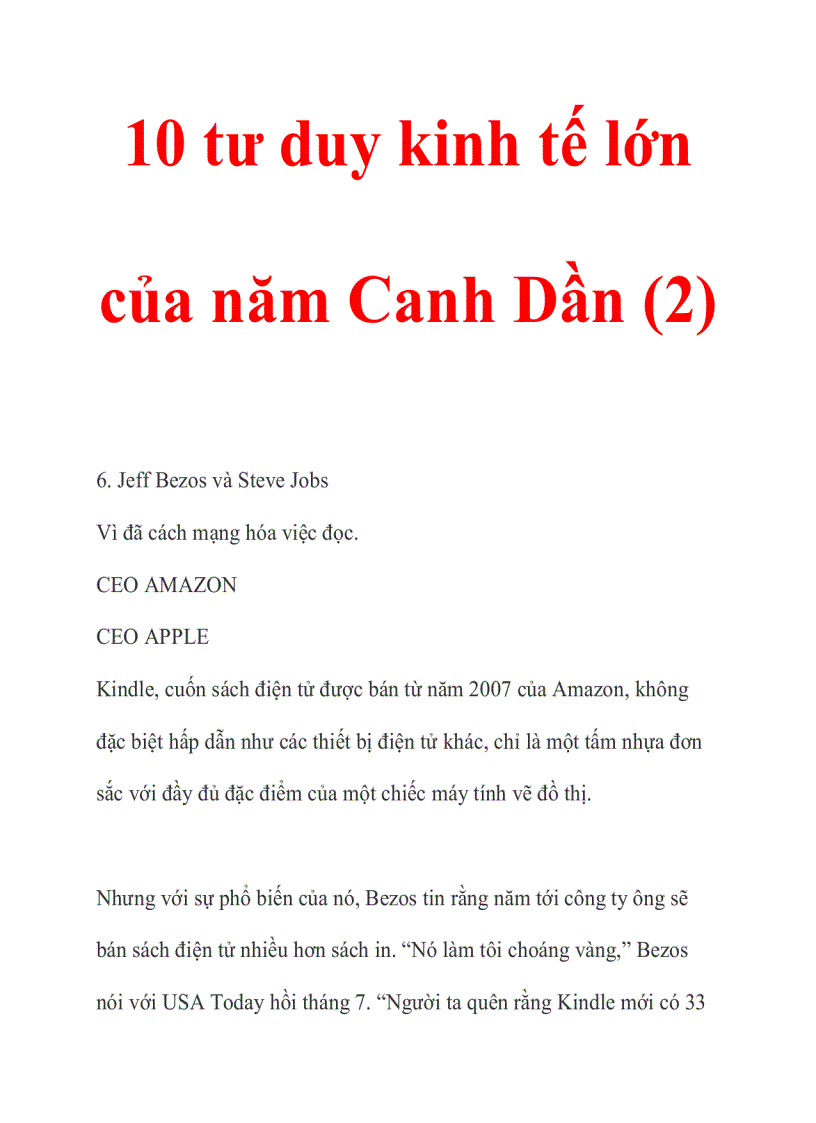 10 tư duy kinh tế lớn của năm Canh Dần 2