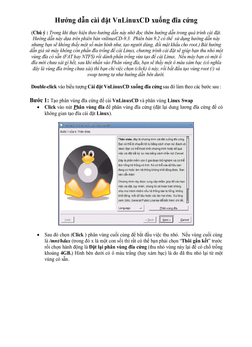 Hướng dẫn cài đặt VnLinuxCD xuống đĩa cứng