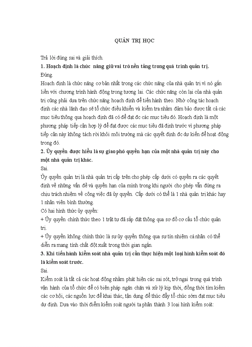 Câu hỏi đúng sai có giải thích