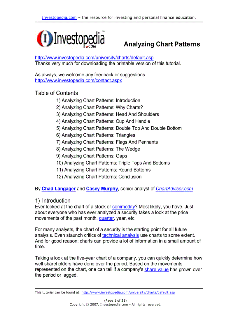 Analyzing Chart Patterns