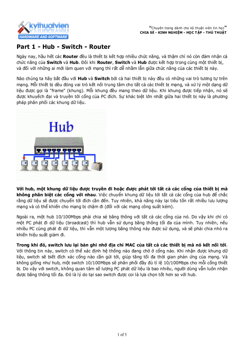 Hub Switch Router