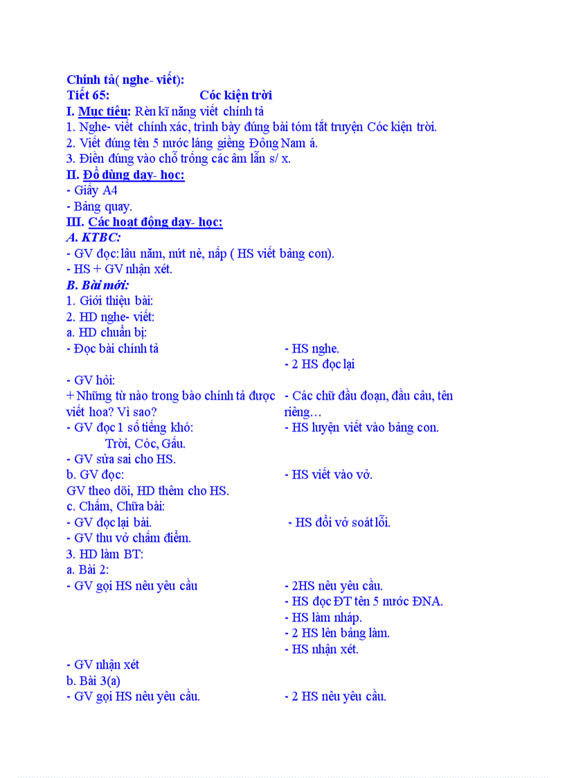 Chính tả nghe viết Cóc kiện trời